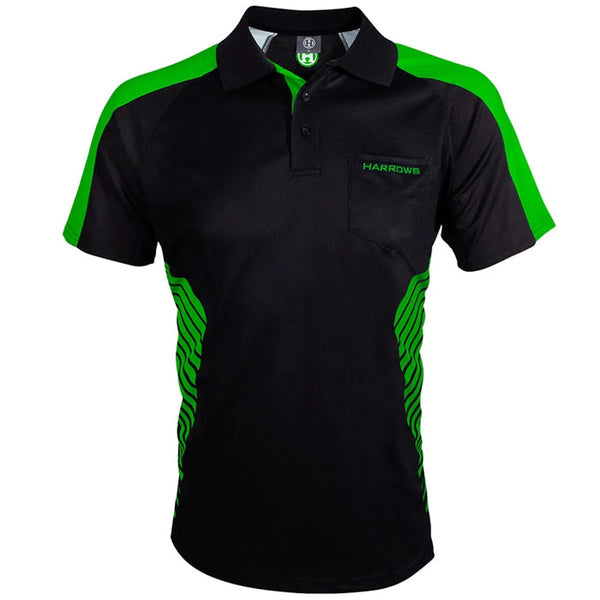 Harrows Darts Vivid Black & Green Darts Shirt-1-SMALL-Premier Darts