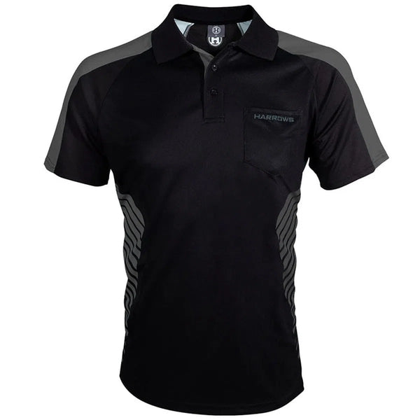 Harrows Darts Vivid Black & Grey Darts Shirt-1-SMALL-Premier Darts