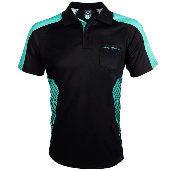 Harrows Darts Vivid Black & Jade Darts Shirt-1-SMALL-Premier Darts