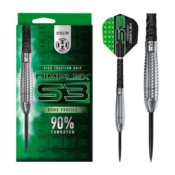 Harrows Dimplex S3 Bomb 90% Tungsten Steel Tip Darts-1-21 GRAM-Premier Darts