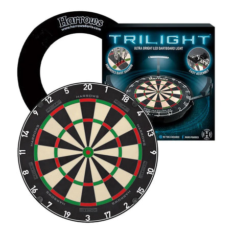 Harrows Fortis Board, Trilight & Surround Bundle-1-Black-Premier Darts