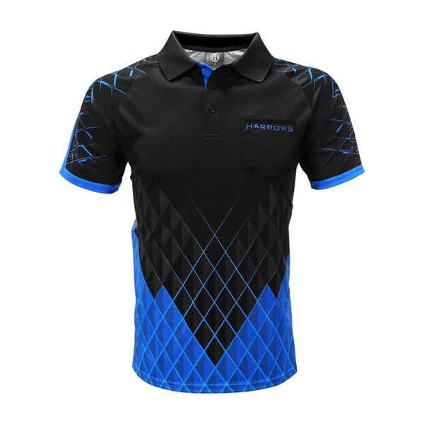 Harrows Paragon Dart Shirt Black & Blue-1-MEDIUM-Premier Darts