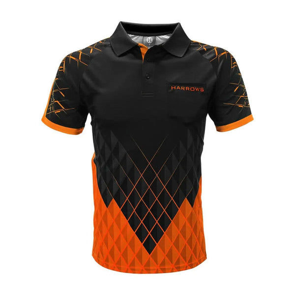 Harrows Paragon Dart Shirt Black & Orange-1-MEDIUM-Premier Darts