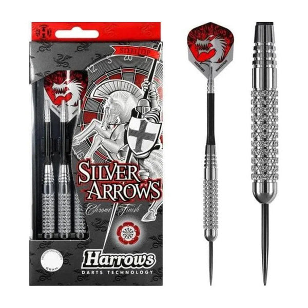 Harrows Silver Arrows Knurled Chromed Brass Steel Tip Darts-1-20 GRAM-Premier Darts