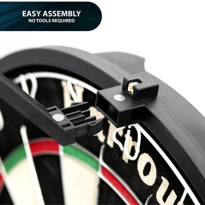 Harrows Official Competition Board, Trilight, Rubber Mat & Surround Bundle-7-Black-Premier Darts