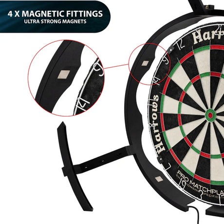 Harrows Fortis Board, Trilight, Rubber Mat & Surround Bundle-13-Black-Premier Darts