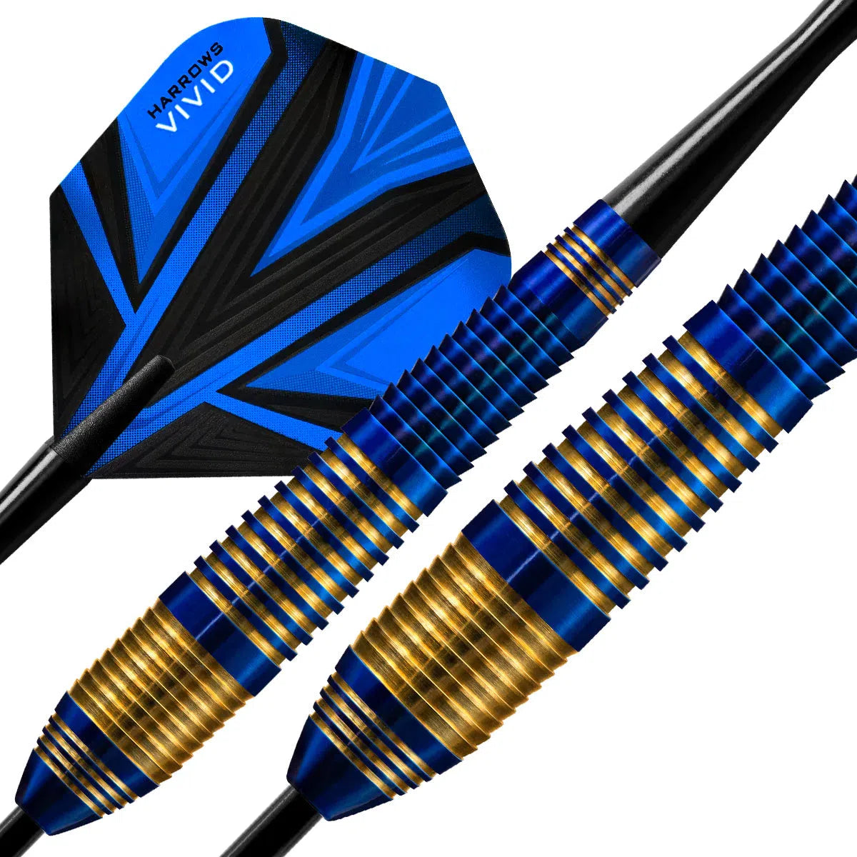 Harrows Vivid Black Brass Steel Tip Darts - Blue
