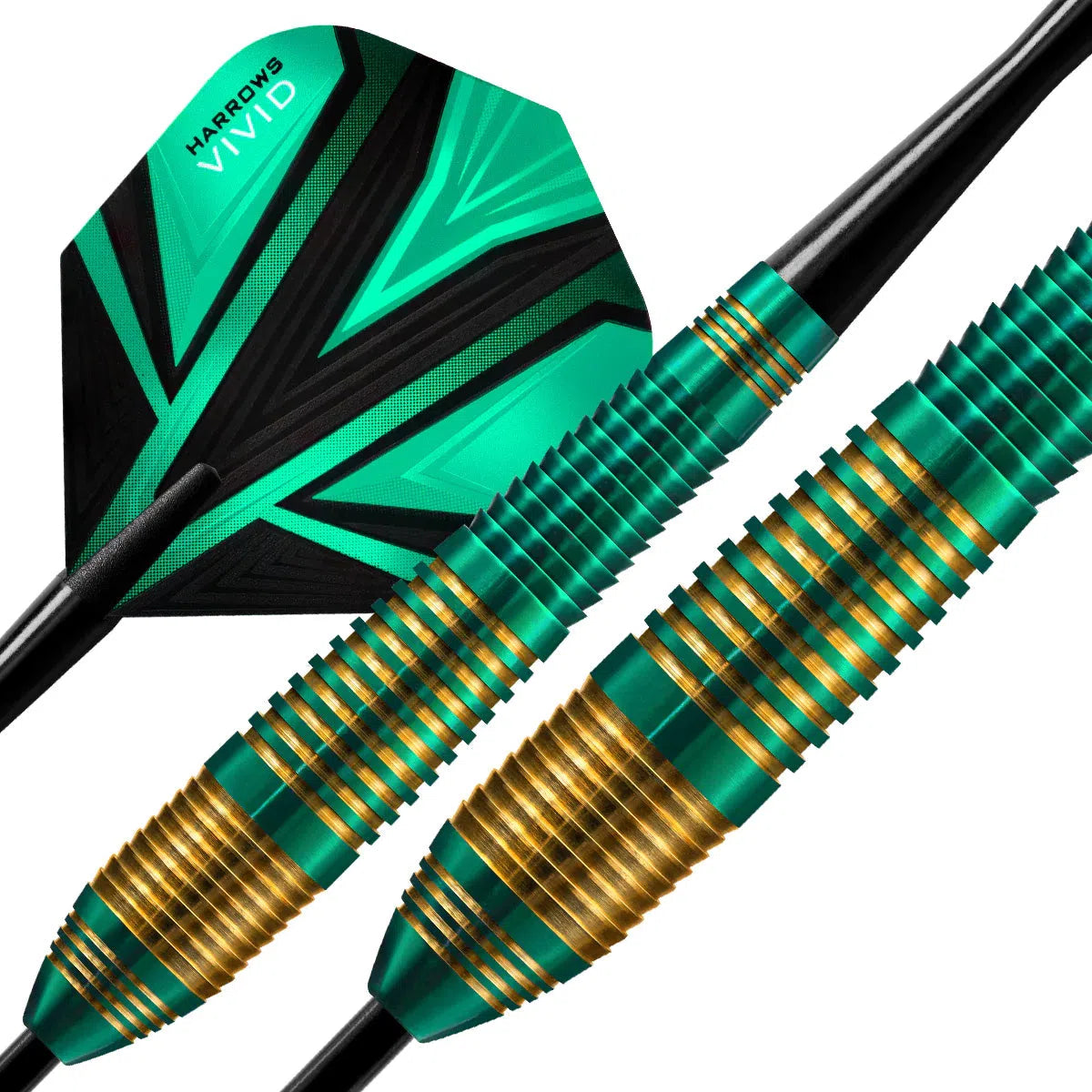 Harrows Vivid Black Brass Steel Tip Darts - Green