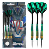 Harrows Vivid Black Brass Steel Tip Darts - Green