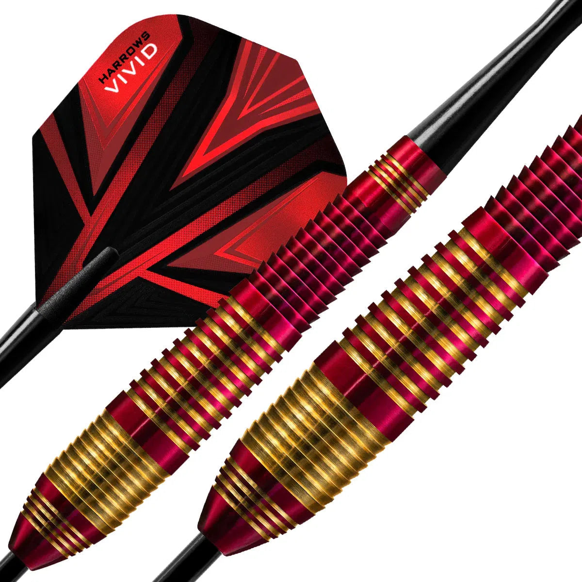 Harrows Vivid Black Brass Steel Tip Darts - Red