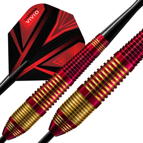 Harrows Vivid Black Brass Steel Tip Darts - Red