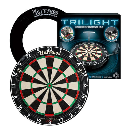 Harrows Pro Matchplay 2 Board, Trilight & Surround Bundle-1-Black-Premier Darts