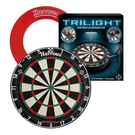 Harrows Pro Matchplay 2 Board, Trilight & Surround Bundle-2-Red-Premier Darts