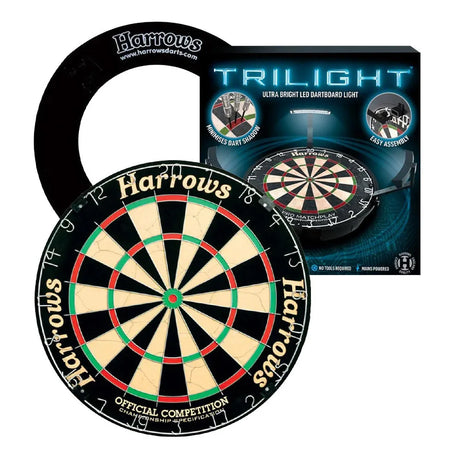Harrows Official Competition Board, Trilight & Surround Bundle-1-Black-Premier Darts