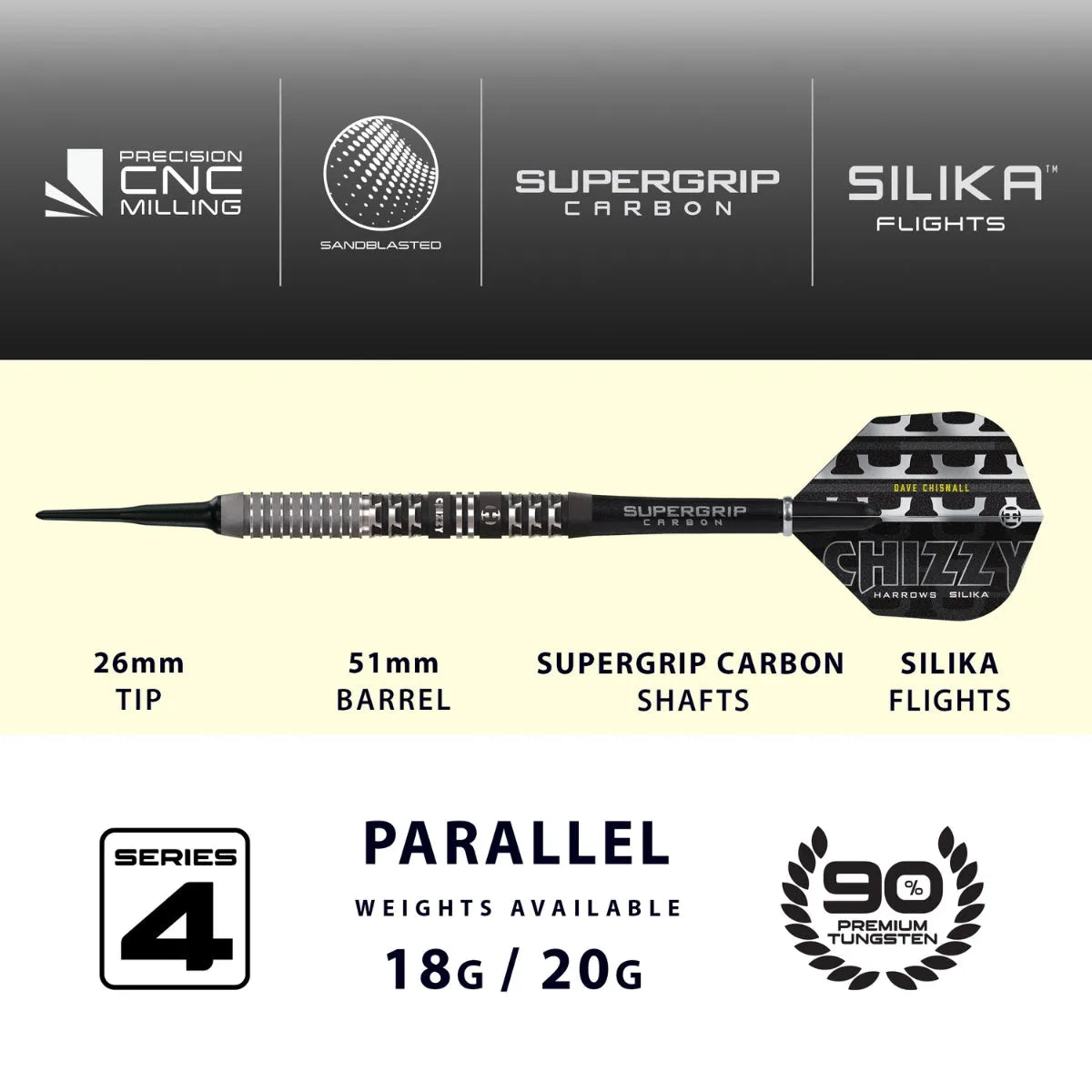 Harrows Chizzy Series 4 90% Tungsten Soft Tip Darts