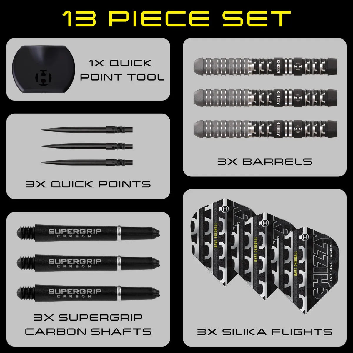 Harrows Chizzy Series 4 QP 90% Tungsten Steel Tip Darts