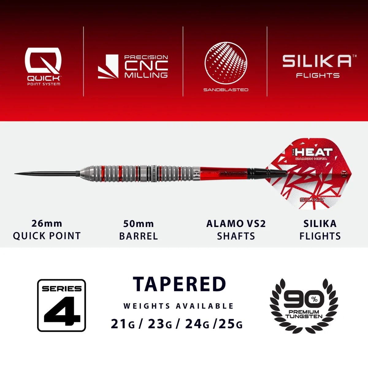 Harrows Damon Heta Series 4 QP 90% Tungsten Steel Tip Darts