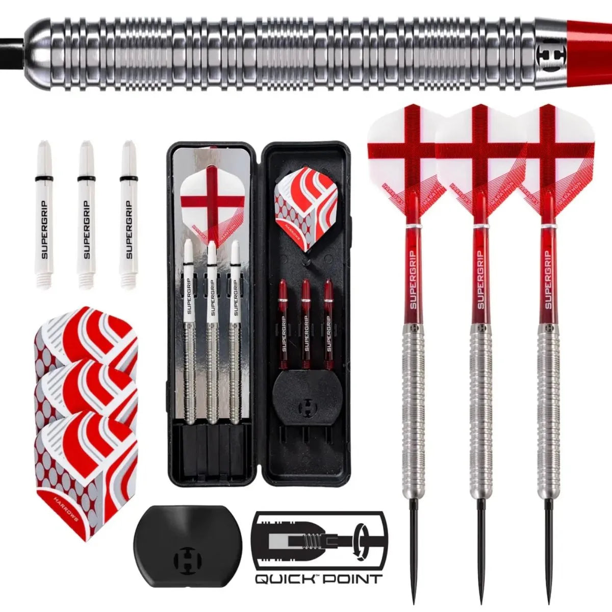 Harrows England Caliber QP 90% Tungsten Steel Tip Darts-1-23 GRAM-Premier Darts