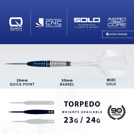 Harrows Geo 02 Torpedo QP 90% Tungsten Steel Tip Darts