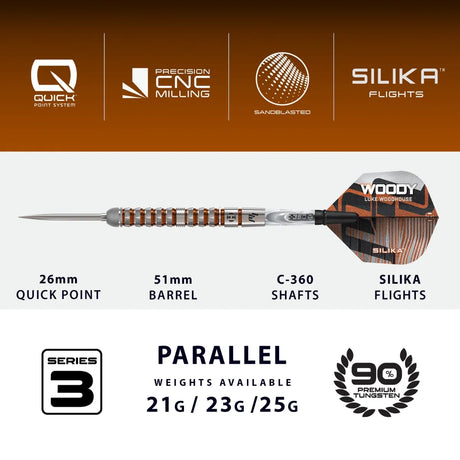 Harrows Luke Woodhouse Series 3 QP 90% Tungsten Steel Tip Darts