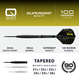 Harrows NX90 Black QP 90% Tungsten Steel Tip Darts-4-21 GRAM-Premier Darts