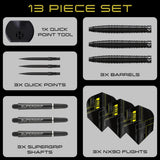 Harrows NX90 Black QP 90% Tungsten Steel Tip Darts-6-21 GRAM-Premier Darts