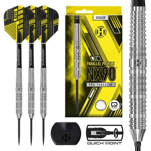 Harrows NX90 Parallel QP 90% Tungsten Steel Tip Darts-1-22 GRAM-Premier Darts