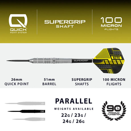 Harrows NX90 Parallel QP 90% Tungsten Steel Tip Darts