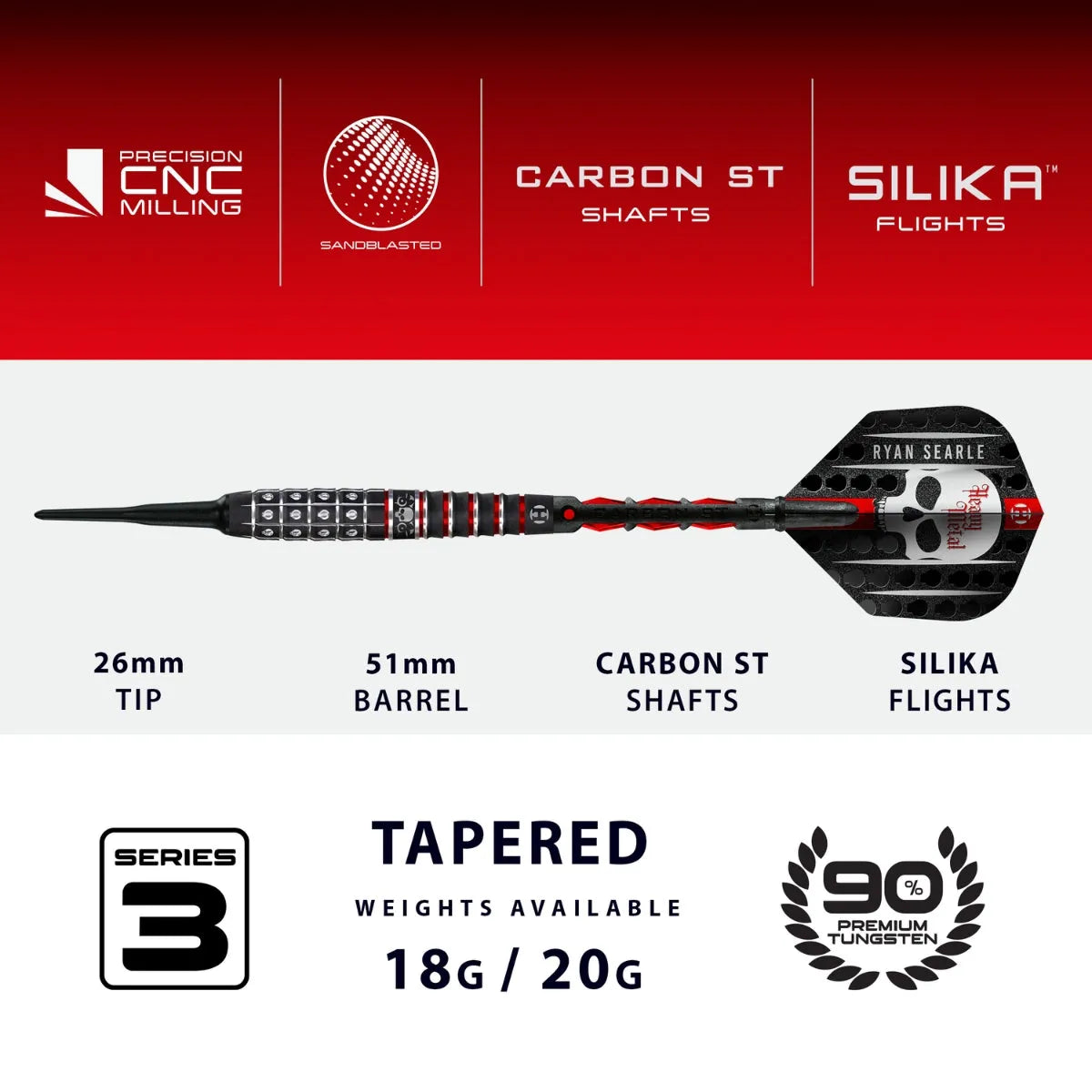 Harrows Ryan Searle Series 3 90% Tungsten Soft Tip Darts