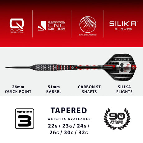 Harrows Ryan Searle Series 3 QP 90% Tungsten Steel Tip Darts