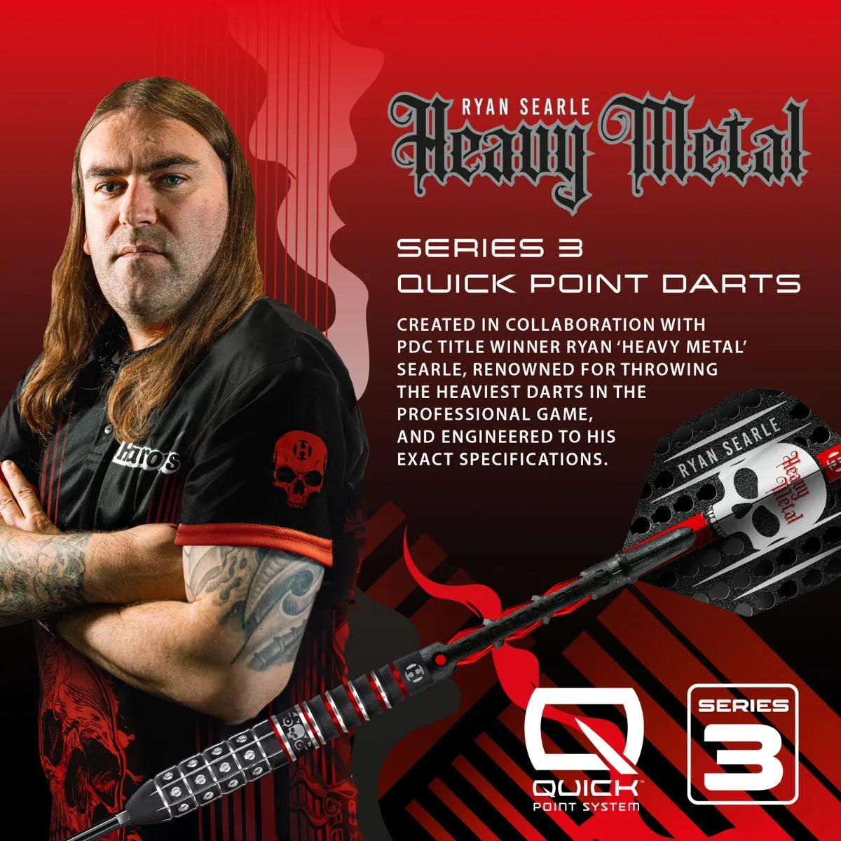 Harrows Ryan Searle Series 3 QP 90% Tungsten Steel Tip Darts