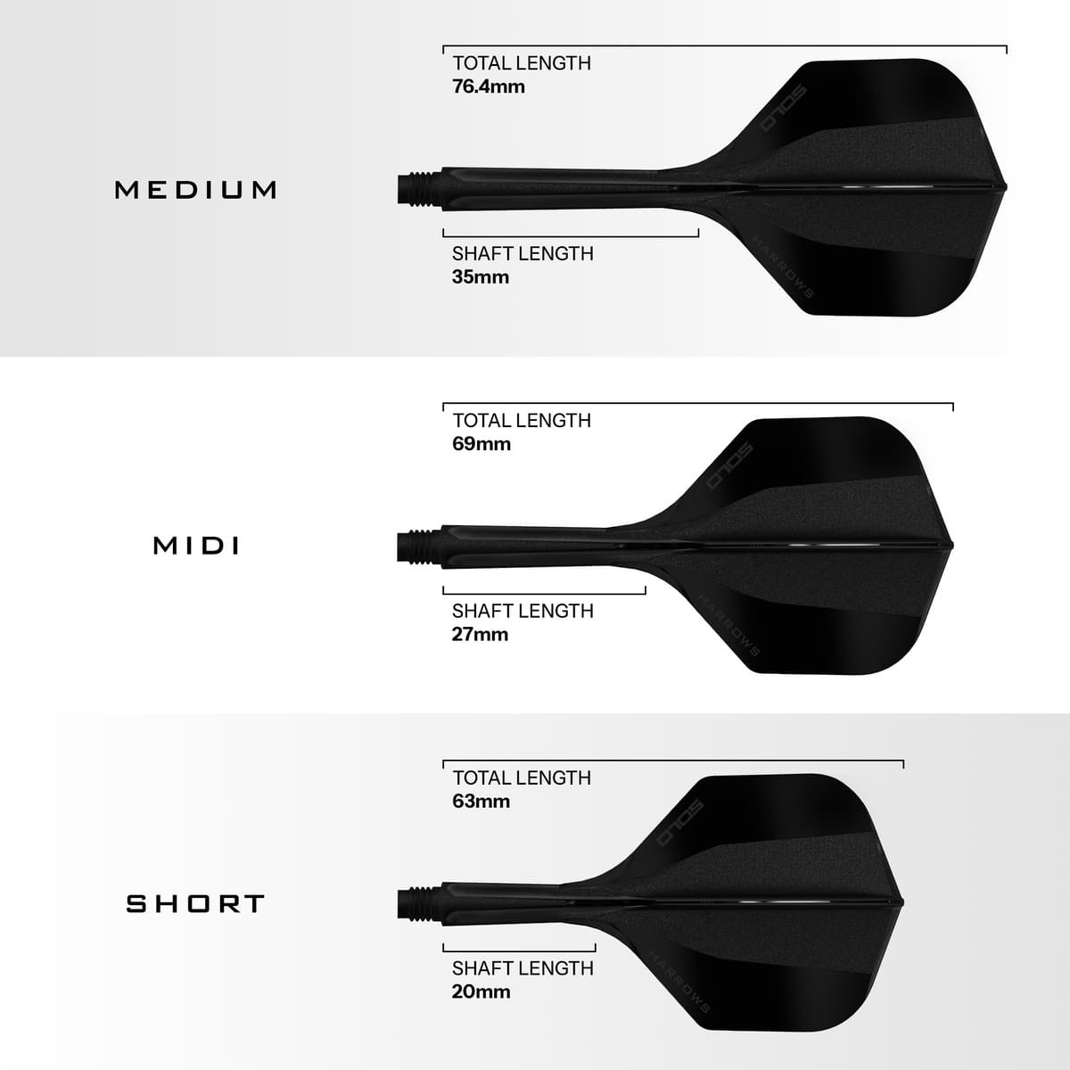 Harrows Solo 2 Integrated Flight and Shaft System-6-Black-Short-Premier Darts