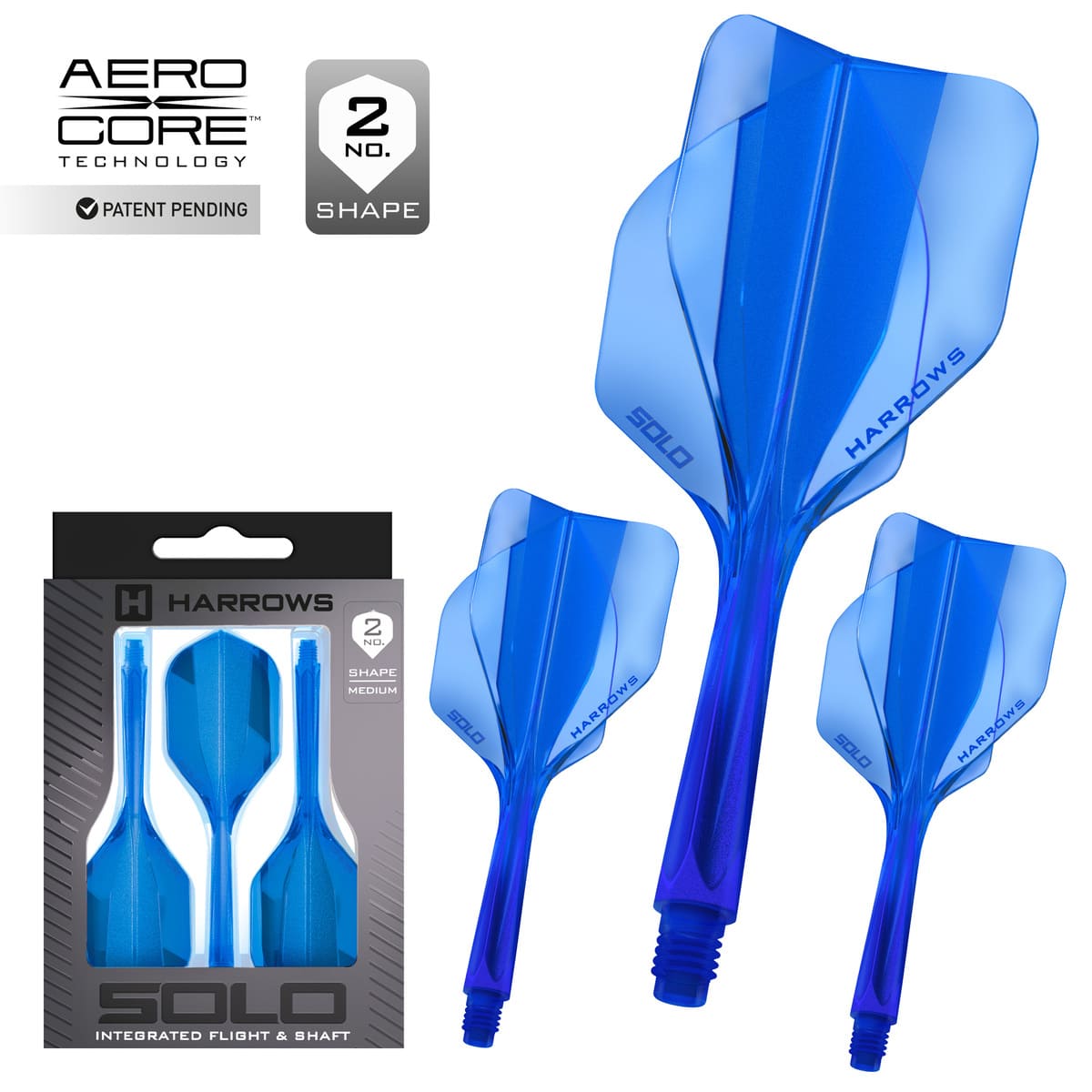 Harrows Solo 2 Integrated Flight and Shaft System-7-Blue-Short-Premier Darts