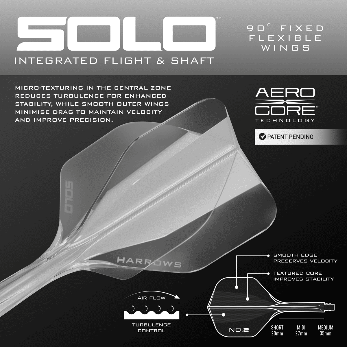 Harrows Solo 2 Integrated Flight and Shaft System-12-Black-Short-Premier Darts