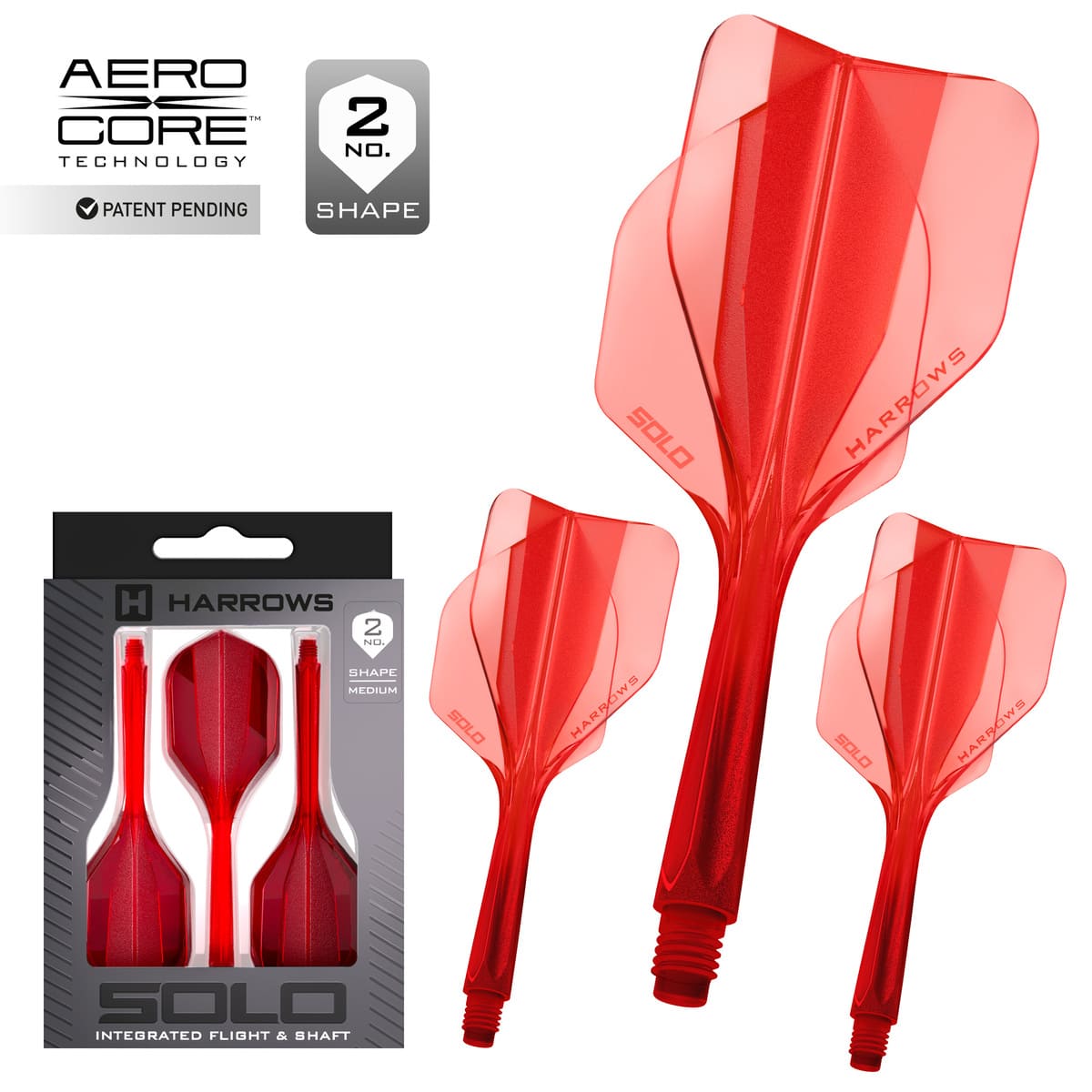 Harrows Solo 2 Integrated Flight and Shaft System-15-Red-Short-Premier Darts