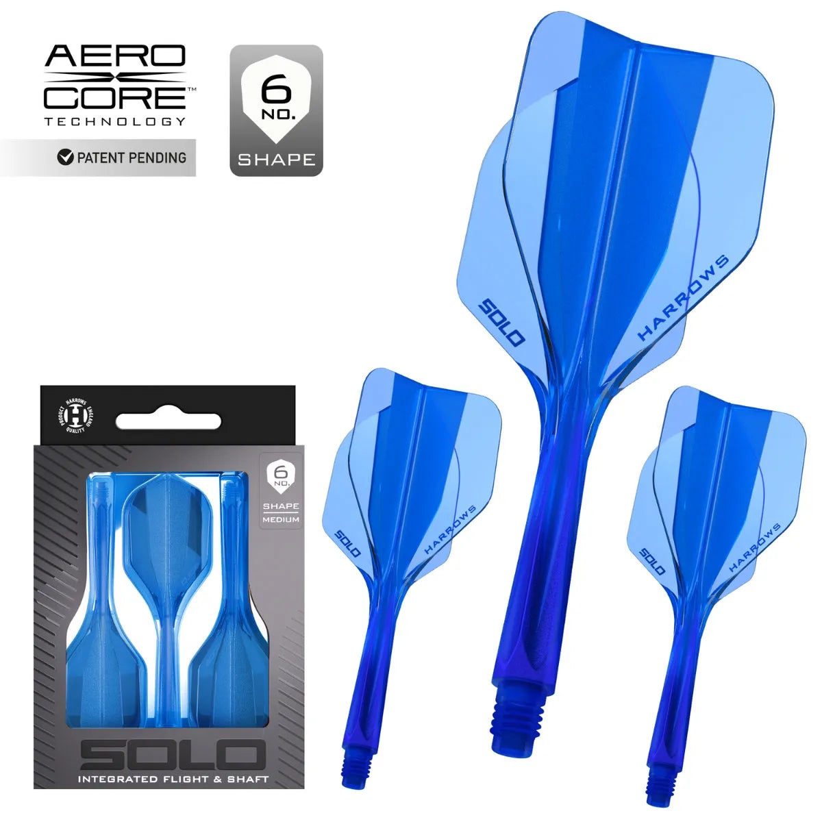 Harrows Solo Integrated Flight and Shaft System-7-Blue-Short-Premier Darts