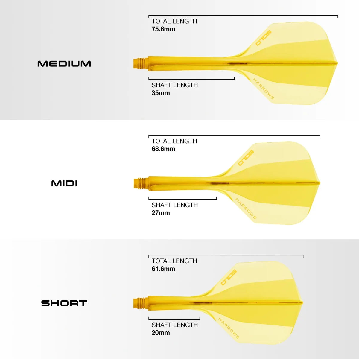 Harrows Solo Integrated Flight and Shaft System-22-Black-Short-Premier Darts