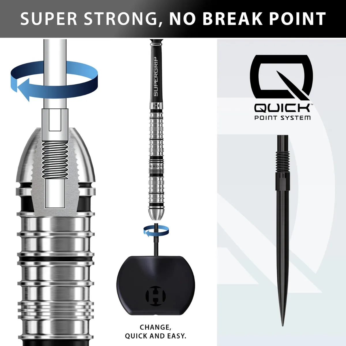 Harrows Supergrip QP Tapered 90% Tungsten Steel Tip Darts