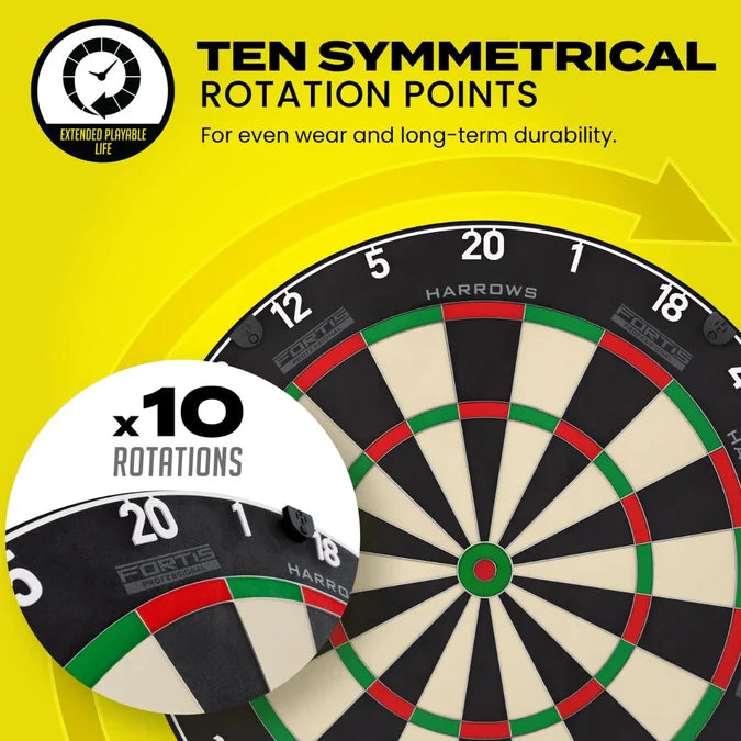 Harrows Fortis Board, Trilight, Rubber Mat & Surround Bundle-4-Black-Premier Darts