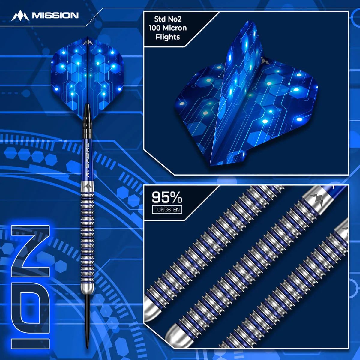Mission ION 95% Tungsten Steel Tip Darts-3-22 GRAM-Premier Darts