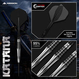 Mission Katana 95% Tungsten Steel Tip Darts-8-22 GRAM-Premier Darts