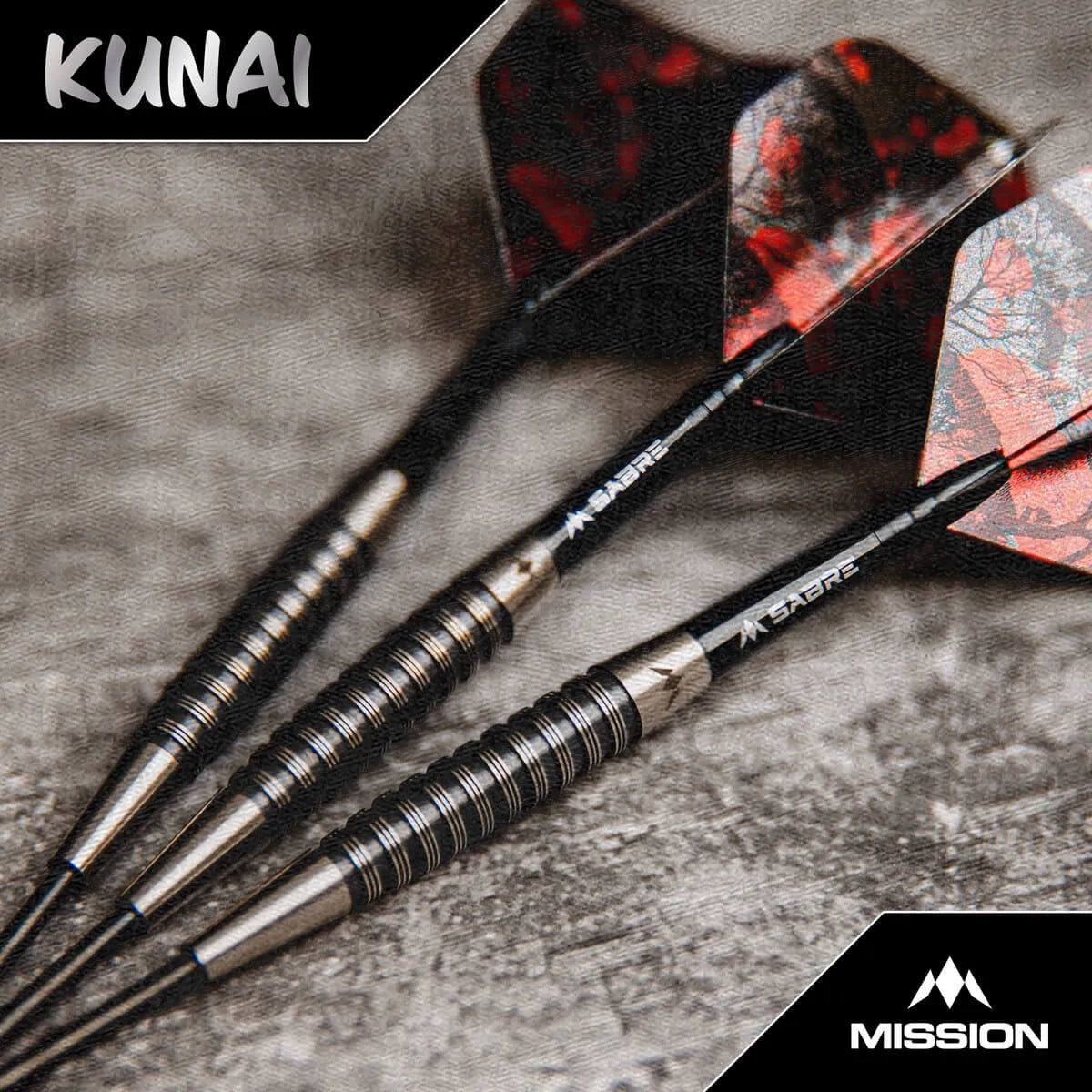 Mission Kunai Black PVD 95% Tungsten Steel Tip Darts-3-23 GRAM-Premier Darts