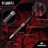 Mission Kunai Black PVD 95% Tungsten Steel Tip Darts-4-23 GRAM-Premier Darts