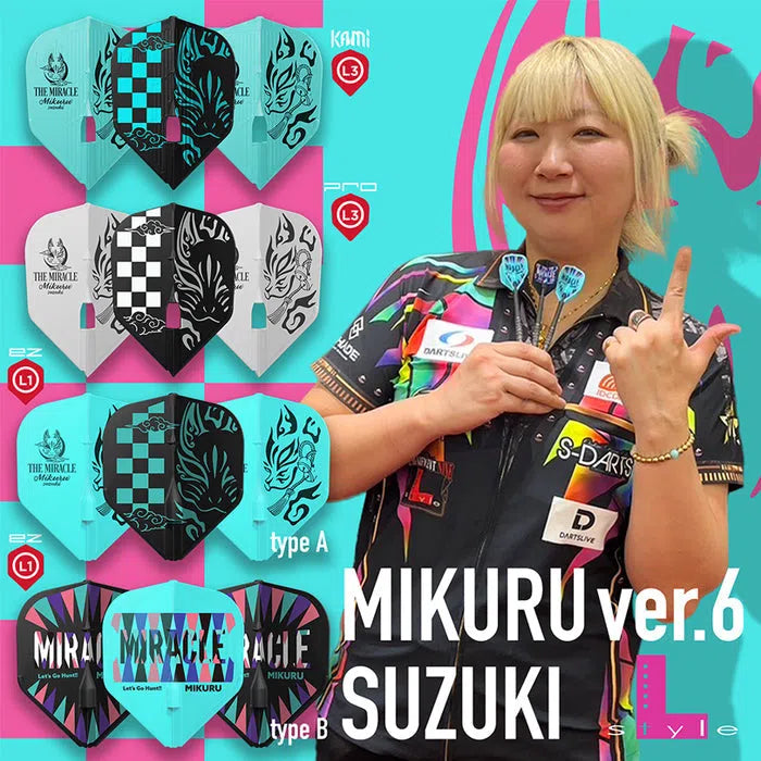 L-Style L1EZ Mikuru Suzuki V6 Type A - Mix Signature Champagne Darts Flights