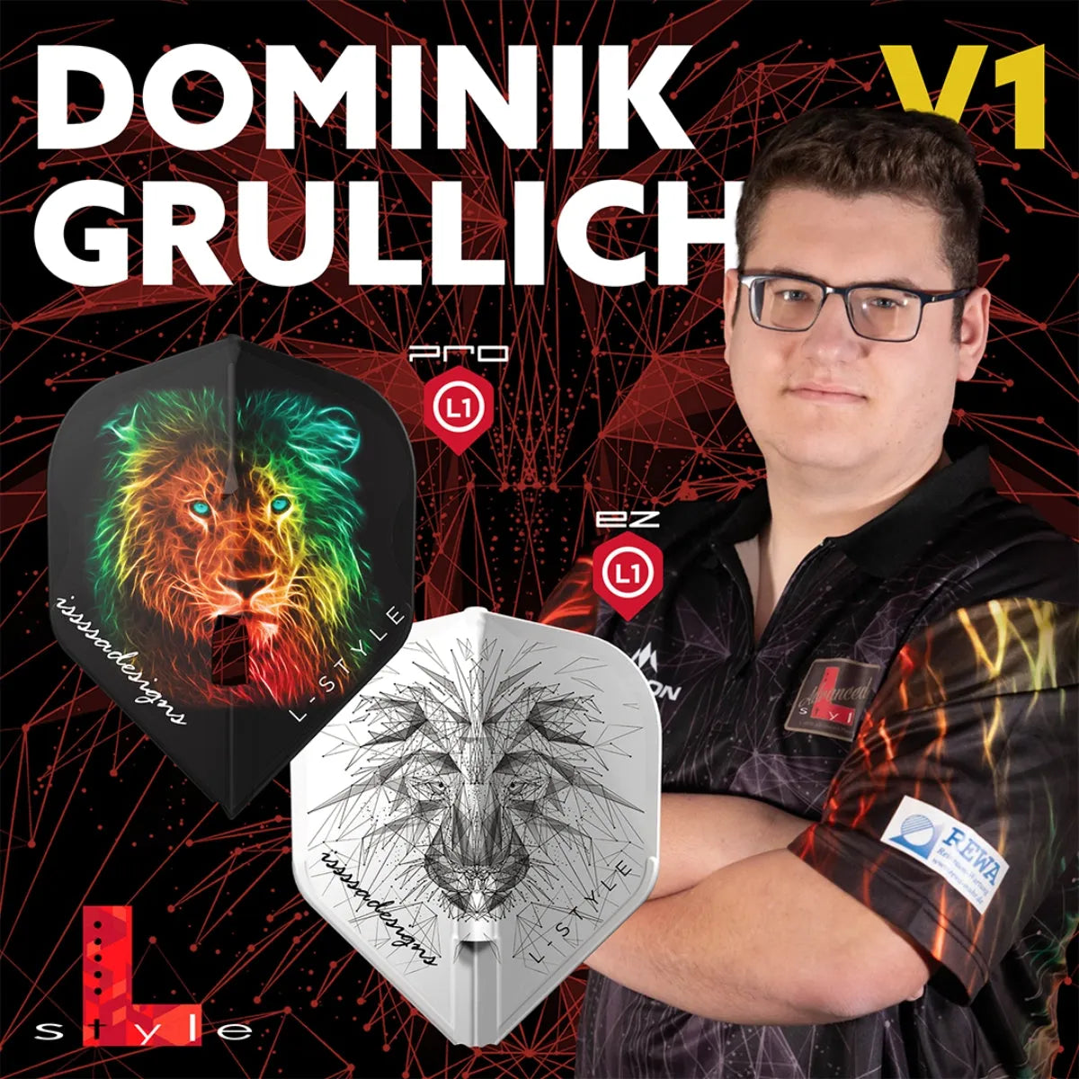 L-Style Dominik Grullich L1 PRO Black Dart Flights