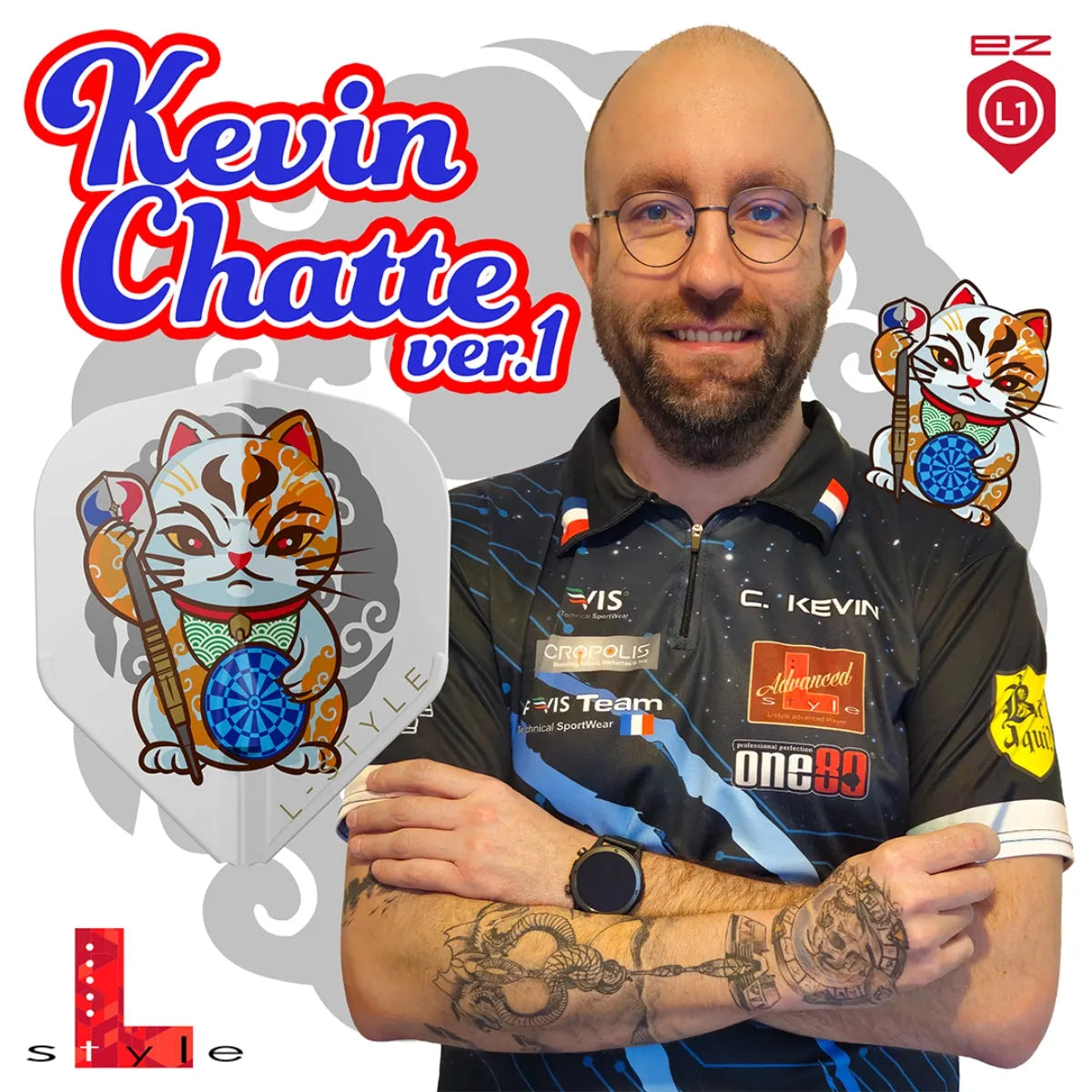 L-Style Kevin Chatte V1 EZ L1 Standard Flights-4-Premier Darts