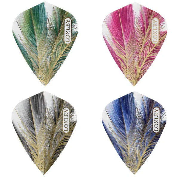 Loxley Gold Feather Flights Kite-1-Black-Premier Darts