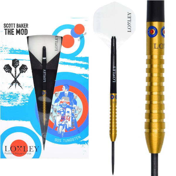 Loxley Scott Baker The Mod 90% Tungsten Steel Tip Darts-1-15 GRAM-Premier Darts