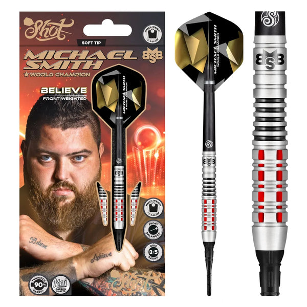 Shot Michael Smith Believe 90% Soft Tip Darts-1-18 GRAM-Premier Darts