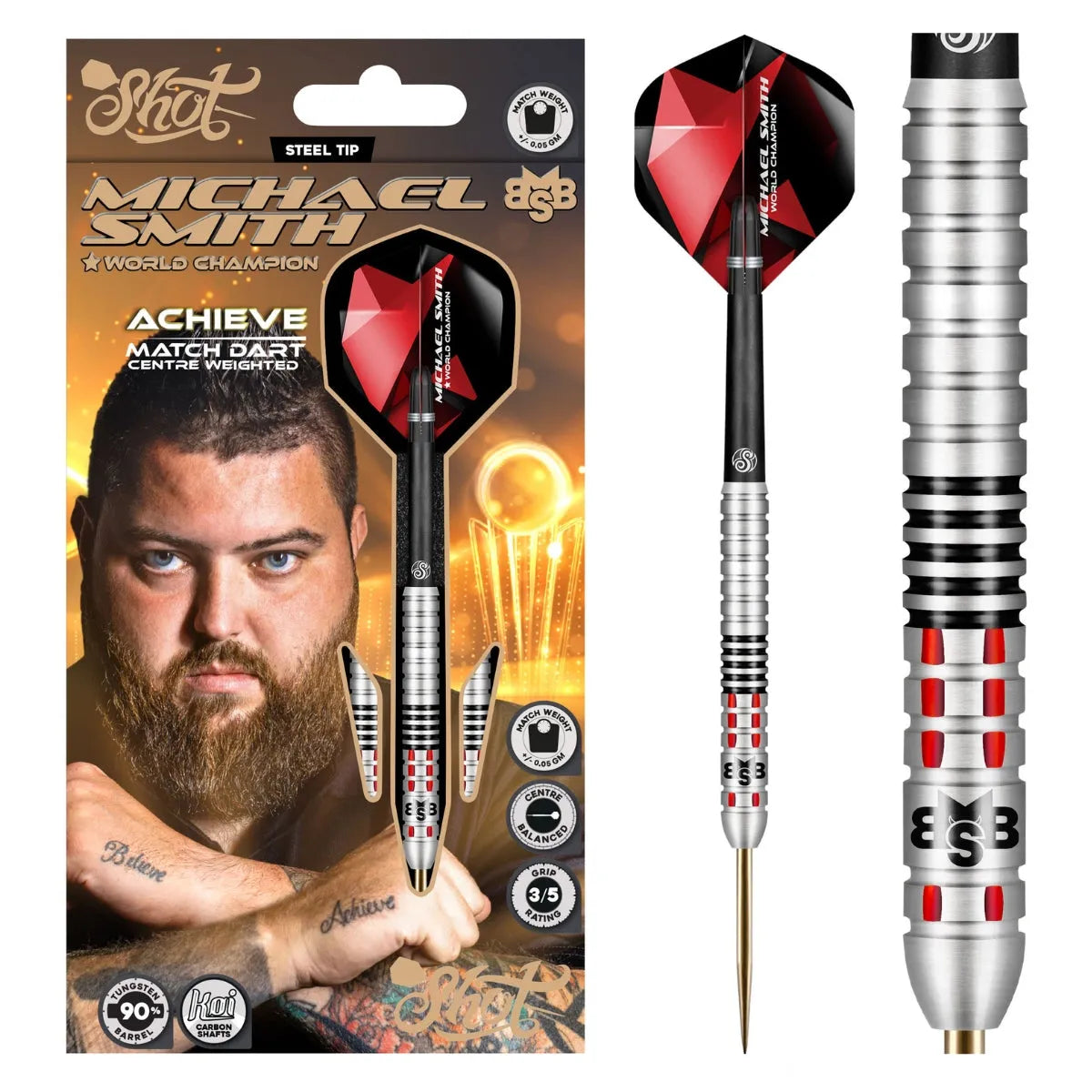 Shot Michael Smith Achieve (ダーツ) Shot Michael Smith Achieve 90% Steel Tip Darts – Premier Darts